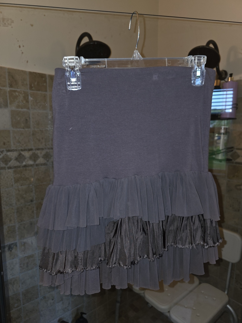 New Women’s Brown Tiered Ruffle Mini Skirt - Picture 3 of 7